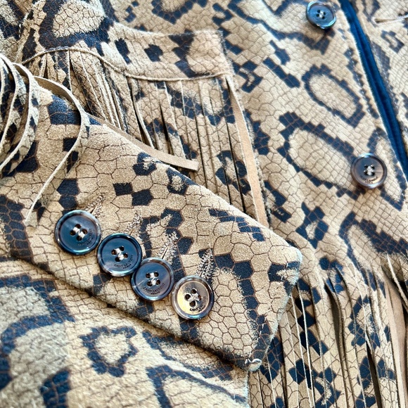 Hedi Slimane Suede Fringe Jacket, Saint Laurent, Snake print, new with tags - Picture 6 of 14